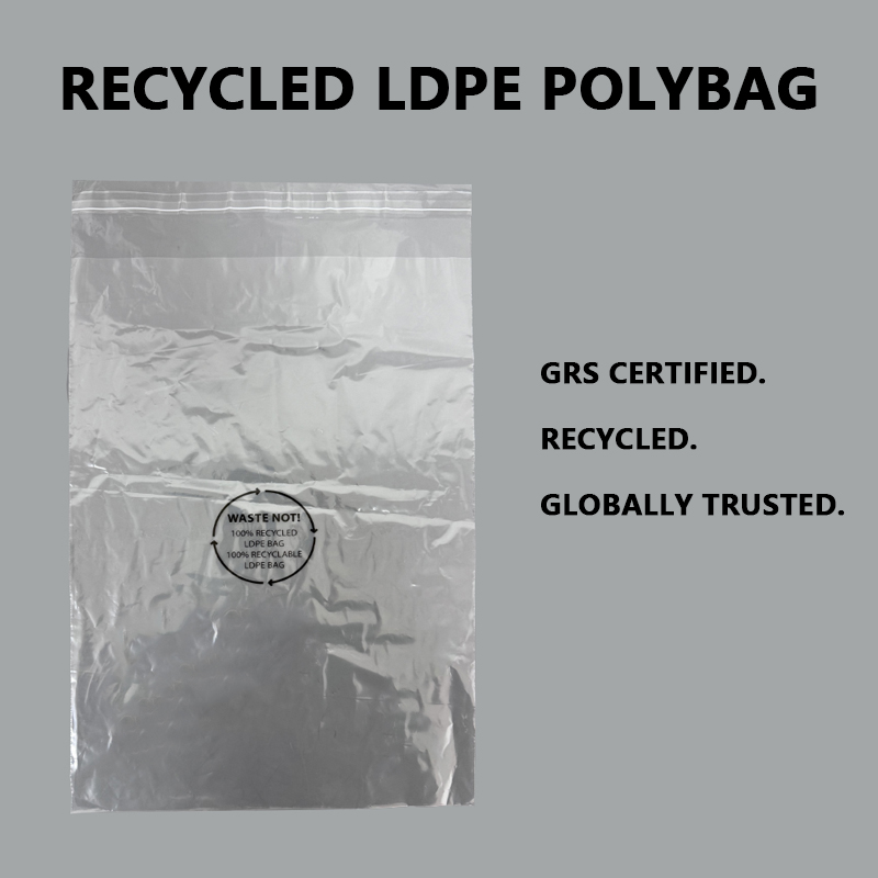 GRS সার্টিফাইড রিসাইকেলড LDPE পলি ব্যাগ গ্লোবাল ব্র্যান্ডের জন্য টেকসই প্যাকেজিং সমর্থন করে