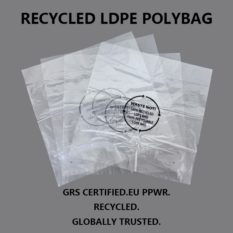 GRS প্রত্যয়িত পুনর্ব্যবহৃত LDPE প্যাকেজিং ব্যাগ টেকসই এবং পুনর্ব্যবহারযোগ্য প্যাকেজিং সমাধান সমর্থন করে